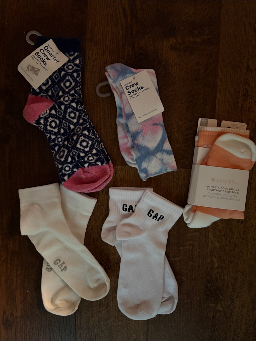 Athleta GAP & Old Navy Crew & Ankle Sock LOT of 5 PAIRS NWT!